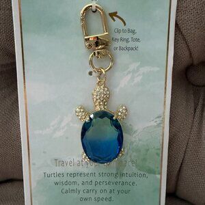 NEW! True to Form "Sparkling" Sea Turtle Large Crystal Bag Charm and Keychain